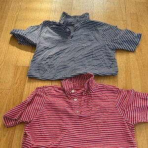 B Draddy Striped Kids Polo Shirt Set - Blue and Red, size 10